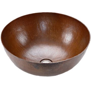 Hammered Copper Small Round Vessel Sink Front View