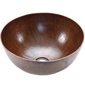 Hammered Copper Medium Round Vessel Sink Front View
