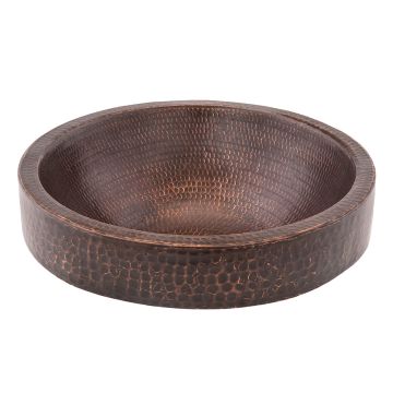 Small Round Skirted Vessel Hammered Copper Sink