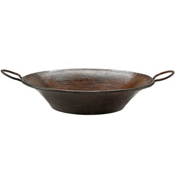 Hammered Copper Round Minors Pan Vessel Sink Front View