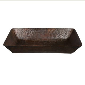 20″ Rectangle Vessel Hammered Copper Sink