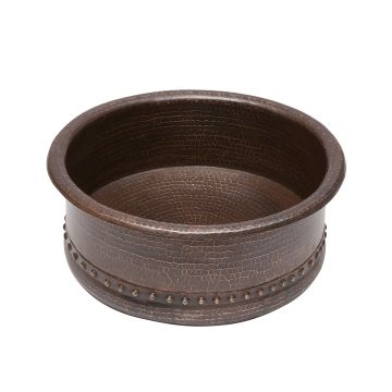 Round Vessel Tub Hammered Copper Sink