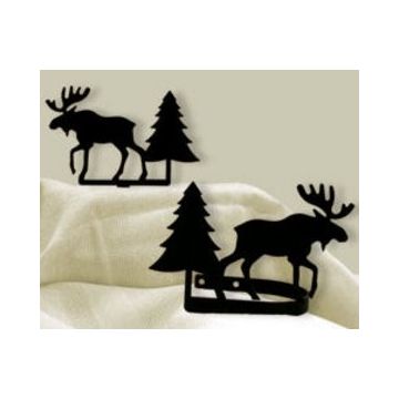 Wrought Iron Moose & Tree Curtain Tie Backs