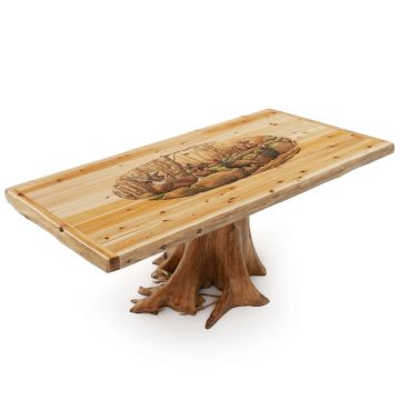 Walk on the Wild Side Hand Carved Cedar Stump Table - Vintage Whiskey Stump Finish