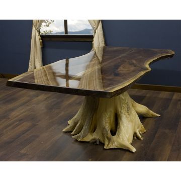 Black Walnut Bookmatched Slab Dining Table (High Gloss Finish is a Special Order)