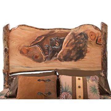 Bear Den Carved Aspen Log Headboard