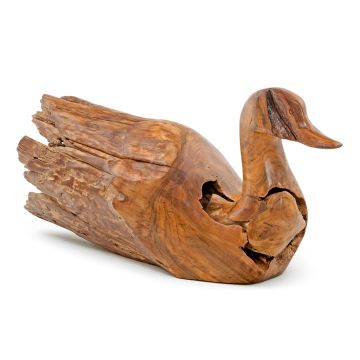 Hand carved teak driftwood duck  