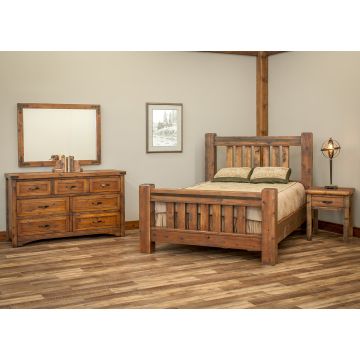 Sawmill Spindle Barnwood Bedroom Set--Queen, Antique Barnwood finish