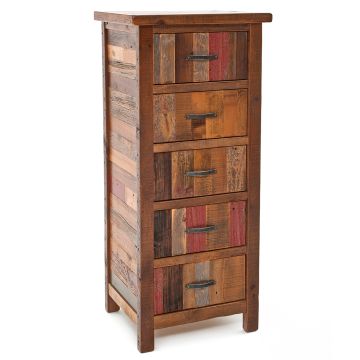Barnwood 5 Drawer Lingerie Chest in Vintage Colors