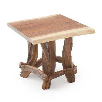 Rustic Juniper & Walnut Square End Table - Rustic Barnwood Finish base