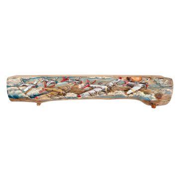 Hand-Carved Log Mantel