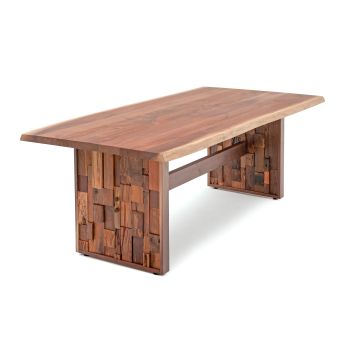 Walnut Table with Salvaged Wood Trestle Base