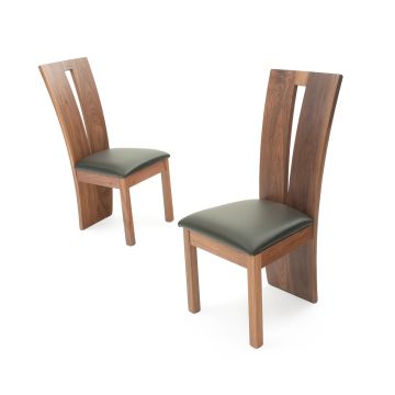 Delphi Black Walnut Dining Chair - Black Leather Seat