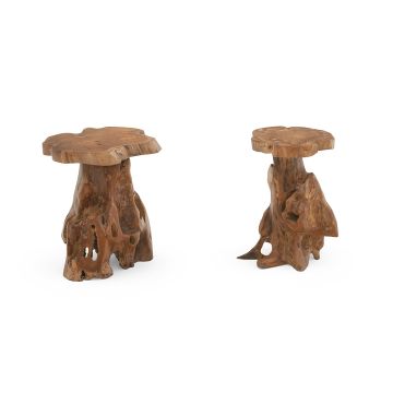Rustic Teak Stump End Table