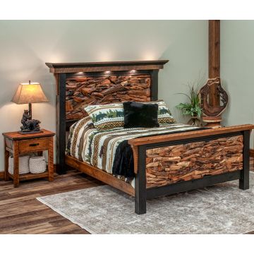 Ebony Edge Faux Stone Stacked Bed