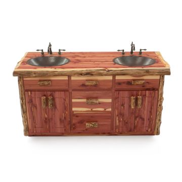 Rustic Red Cedar Log Bathroom Vanity - 60" Double Sink
