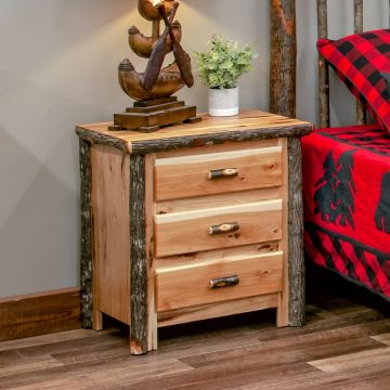 Cottage Hickory 3 Drawer Nightstand