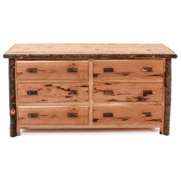 Cottage Hickory 6 Drawer Log Dresser