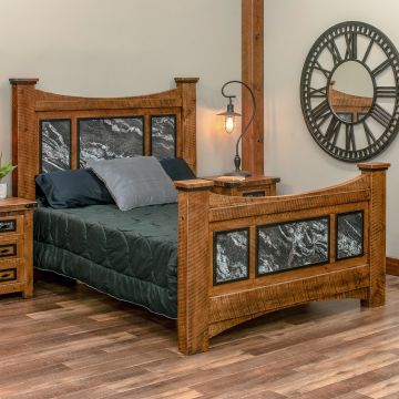 Black Granite Triple Panel Bed