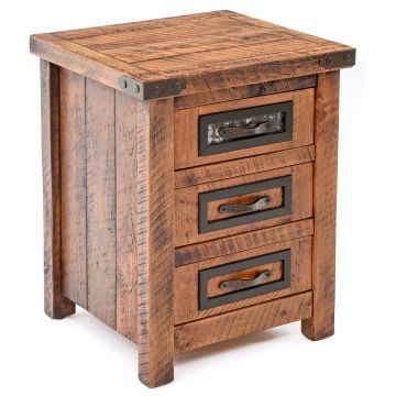 Black Granite 3 Drawer Nightstand