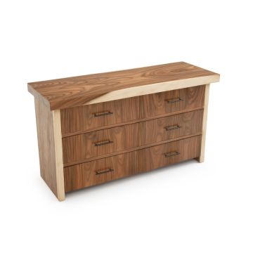 Golden Walnut Modern Wood 6 Drawer Dresser