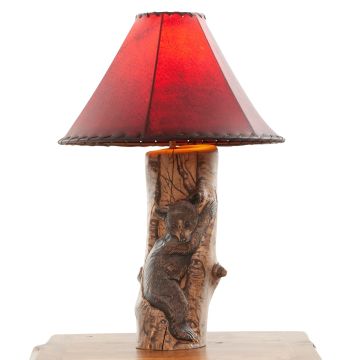 Hand Carved Bear in Tree Table Lamp