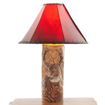 Hand Carved Buck Rustic Table Lamp