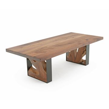 The Root Solid Wood Coffee Table - Black Walnut - Flat Edge - Natural Clear