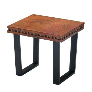 Wedge Wavy Hammered Copper End Tables - Wavy Hammered Copper Top