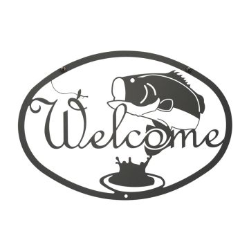 Wrought Iron Bass Welcome Sign