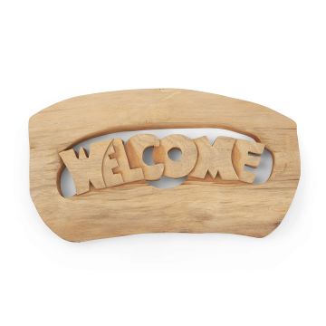Teak Welcome Sign - Small