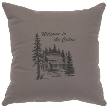 Welcome To The Cabin Image Decor Pillow - Chrome Cotton