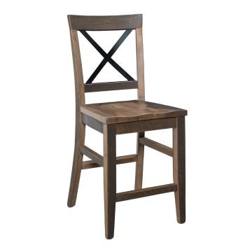 Wellington Reclaimed Barn Wood 30" Stationary Bar Stool - Smoothed Wood Seat - Light Brown Finish