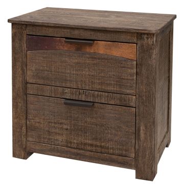 Western Blackburn 2 Drawer Barnwood and Copper Nightstand 