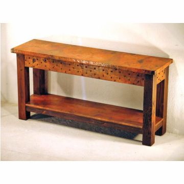 Western Diamond Nail Head Hammered Copper Sofa Table