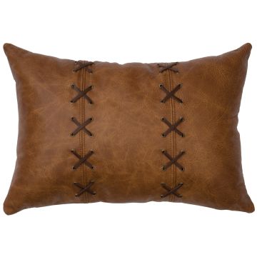 Whiskey X Stitch Rectangle Leather Decor Pillow