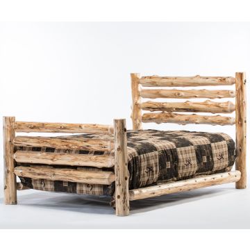 Cedar Lake Rodeo Log Bed--Full/Double, Clear finish, Single side rails