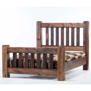 Old Sawmill Timber Frame Bed--Queen, Matching spindle footboard