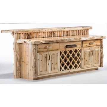 Cedar Lake Log Bar in Clear Finish (custom 9ft bar pictured)