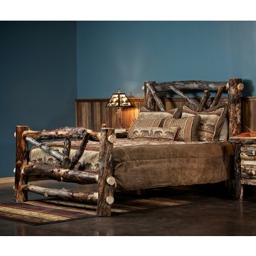 Beaver Creek Aspen Broken Arrow Log Bed--Dark aspen, Standard logs, Clear finish