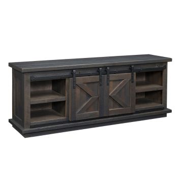 Reclaimed Barn Wood Corner Fireplace TV Stand - Fireplace Insert - Clear Finish