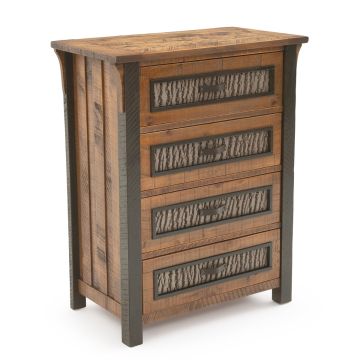 Winter Forest Rustic Barnwood 4 Drawer Chest