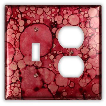 Wine Red 1 Toggle 1 Outlet Copper Switch Plate
