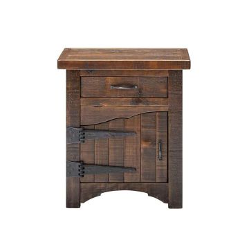 Woodland Park Rustic 1 Drawer Enclosed Nightstand- Hinge Left 