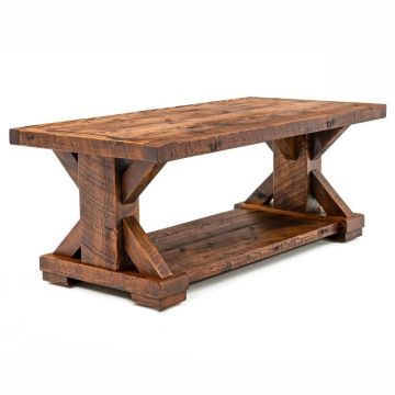 Western Winds Weathered Wood Trestle Coffee Table shown in Antique Barnwood Finish