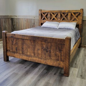 Western Winds Weathered Wood Barn Door Bed - Antique Barnwood Finish