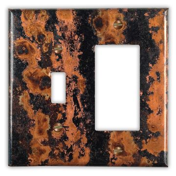 Zebra 1 Toggle 1 Rocker/GFI Copper Switch Plate