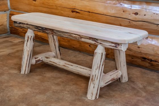 Montana Plank Style Log Bench | 45" Bench 