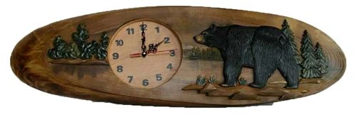 Black Bear 3D Rustic Wood Wall Clock