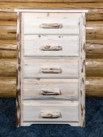 Montana 4 Drawer Log Chest - Flat Drawer Fronts - Clear Finish - Log Pulls